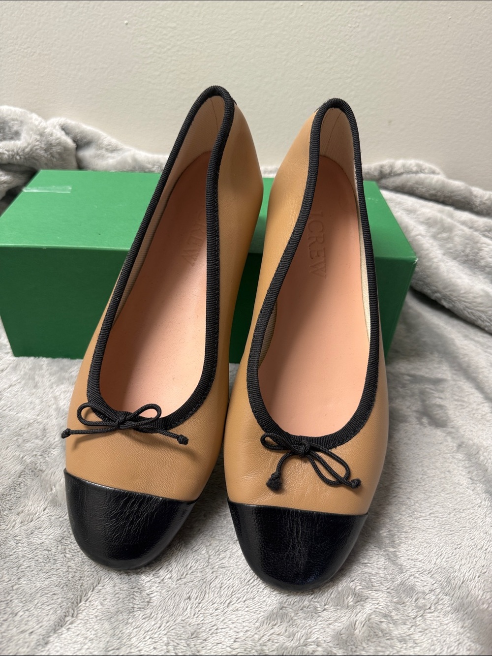J. Crew Camel Leather Zoe Ballet with Toe Cap 8.5